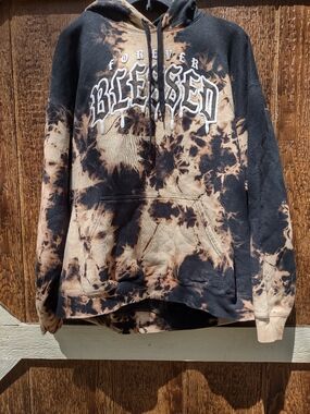 Popular Poison hooded sweatshirt black white bleach Tie Dye Men's XL